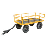 Yellow Gorilla Made utility cart with black wheels and handle, text "GORILLA" on side.