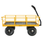 Yellow Gorilla Made utility cart with black handle and treaded wheels.