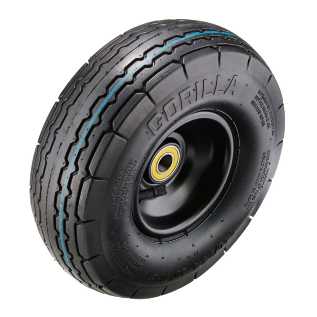 Black Gorilla replacement tire featuring blue stripe for utility use.
