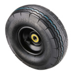 Black Gorilla tire with visible tread pattern and yellow hub detail.