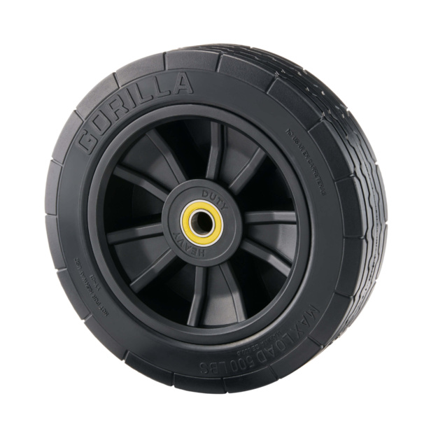 Black Gorilla heavy-duty replacement tire with "GORILLA" and "DUTY" text visible.