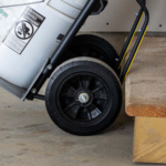 Black Gorilla Made wheel on hand truck with "MAX LOAD 300 LBS" text visible.