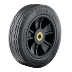 Black Gorilla heavy-duty replacement tire with bold tread and yellow center.