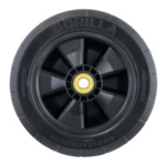 Black Gorilla wheel with yellow hub, text: "NOT FOR HIGHWAY USE, MAX LOAD 500 LBS."