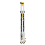 Gorilla Ladders GMPXT 19B, silver and yellow, folded with instructions visible.