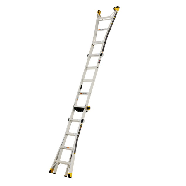 GMPXT 19B ladder, aluminum, with yellow accents, engineered for heavy-duty tasks.