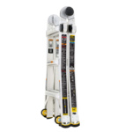 Heavy-duty Gorilla ladder, 14 ft high, folded, with safety labels and yellow accents.