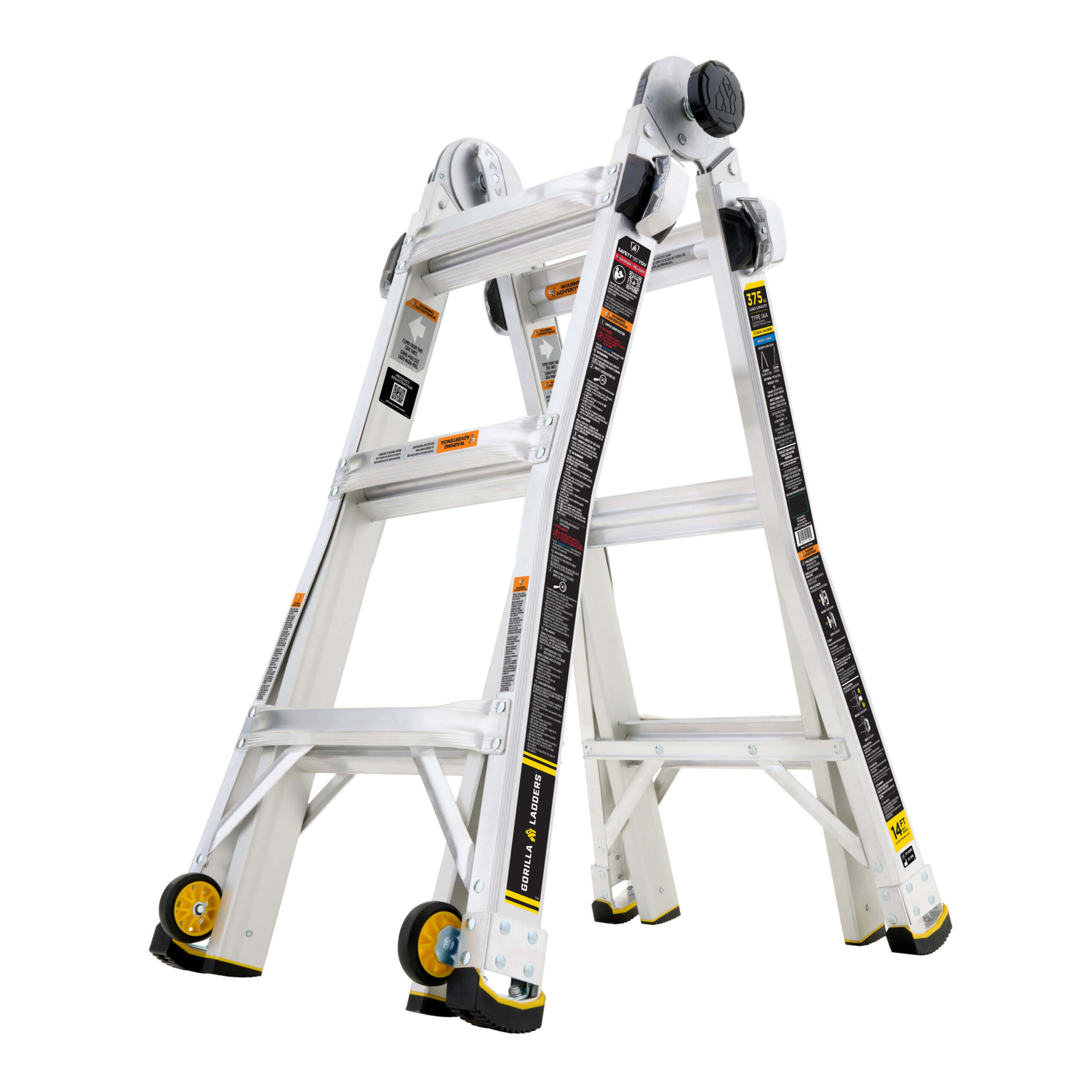 14 ft. Reach MPX Aluminum Multi-Position Ladder with Wheels, 375 lbs. Load Capacity view 1