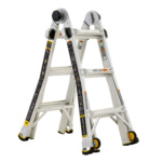 GMPX 14W ladder, white with black and yellow details, 375 lbs max load.