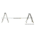 White Gorilla Made multi-use ladder system, "Rail Bracket Accessory & Plank Sold Separately."