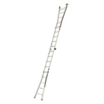 White extended ladder with safety enhancements by Gorilla Made.