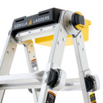 Gorilla Ladders logo on a heavy-duty ladder, designed for safety and performance.