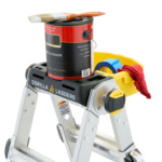 Gorilla Ladders with paint can, brush, and tools on top; text: "Paint & Primer".