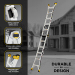 White ladder with yellow accents, featuring "Gorilla Tough Speed Locks" and "Durable by Design" text.