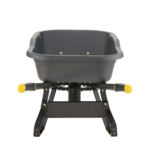 Gray Gorilla Made wheelbarrow with yellow handles, designed for heavy-duty tasks.