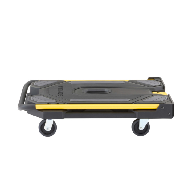 Gorilla Made heavy-duty cart, black and yellow with swivel casters. Text: GORILLA.