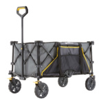 Foldable cart in gray with black and yellow accents, labeled "Gorilla Made".