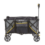 Black and gray folding utility wagon with yellow accents, labeled "GORILLA".