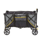 Black and yellow Gorilla Made cart with large wheels and "GORILLA" printed on the side.