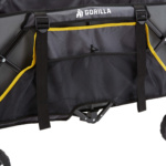 Close-up of a Gorilla Made cart with black fabric and yellow trim.