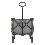 Gray Gorilla Made utility cart with yellow accents and a sturdy handle.