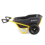 Black and yellow Gorilla Made cart with logo, two handles, and two wheels.