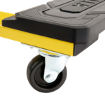 Yellow and black utility cart wheel, featuring "GFS" text on the corner panel.